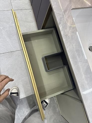 Тумба для ванны, С раковиной, цвет - Серый