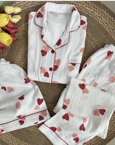 пижама для кормящих: Ваши любимые-МУСЛИНОВЫЕ🤍 M L XL(рукава длинные) 🍒легкие 🍒дышащие — 16
