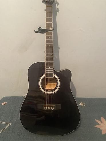 Акустическая гитара с вырезом (формат дредноут), черный глянцевый — 3