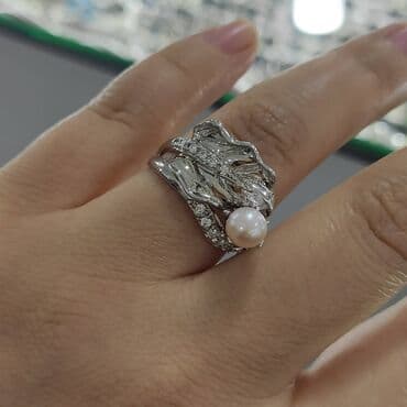 свадебное платья для беременных: Розывый Жемчуг Очень красивый эксклюзивный кольцо Серебро 925 пробы — 10