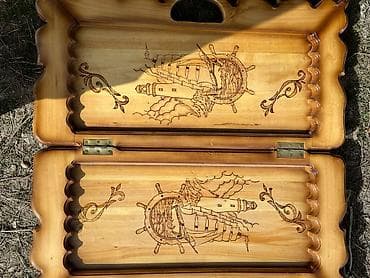 Электр транспорту: Резной деревянный набор «Шахматы/Нарды 2‑в‑1» - Материал: массив — 3