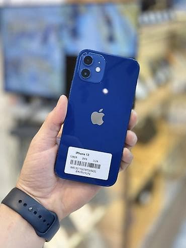 IPhone 12, Б/у, 128 ГБ, Синий, Зарядное устройство, Защитное стекло, Чехол, В рассрочку, 84 %