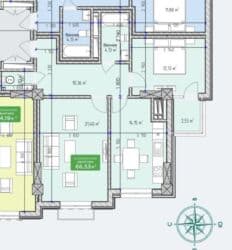 2 комнатные квартиры в бишкеке продажа: 2 комнаты, 67 м², Элитка, 13 этаж, ПСО (под самоотделку) — 2