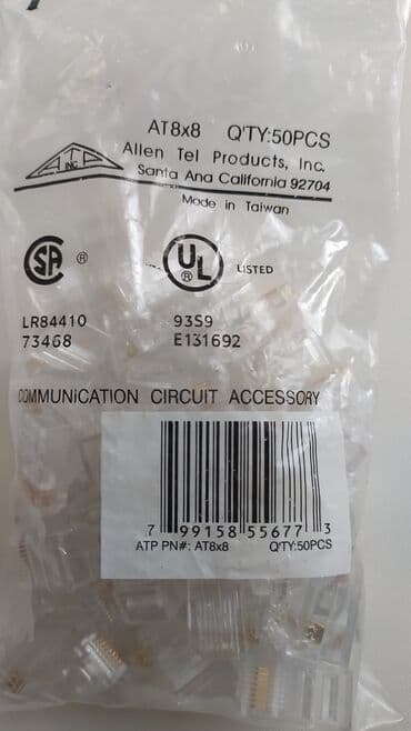 коннектор rj 45 бишкек: Модульный сетевой разъем АТ 8×8. (Тайвань). 50 штук — 3