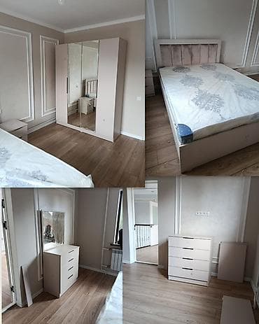 Мебель: Спальный гарнитур, Новый, Шкаф, Двуспальная кровать, Трюмо, Кыргызстан, Бесплатная доставка, цвет - Бежевый — 1