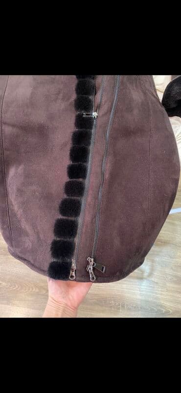 дубленка короткая: Дубленка, По колено, С капюшоном, L — 4