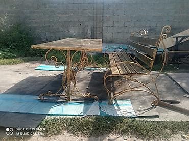 Детская мебель: Скамейка Металл, Со спинкой, Без крыши — 10