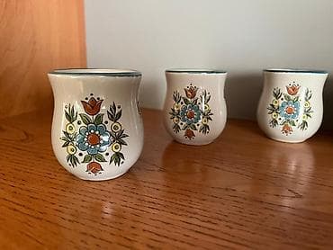 Декор и интерьер: Набор керамики с народной росписью (винтажный стиль): - 6 небольших — 3