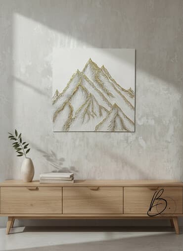 картинки на стену: Интерьерная картина "Золотые вершины" Ручная работа Размер 75×75см — 1