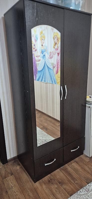 Детский шкаф, Для одежды, Для девочки, ДСП, цвет - Коричневый