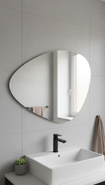 зеркало для ванный: Асимметричное настенное зеркало для ванной. Особенности: - Необычная — 1