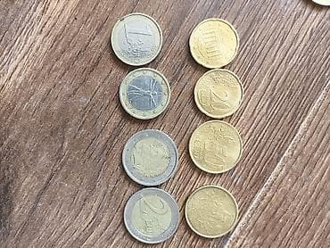 Монеты: Набор монет евро различного номинала. Состав по фото: - 4 монеты евро — 1