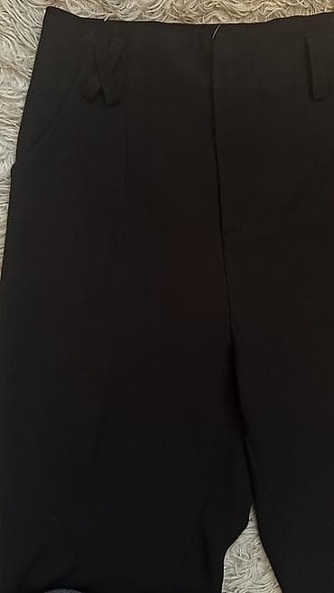 штаны модные: Классические чёрные брюки прямого кроя. - Цвет: насыщённый чёрный - — 2