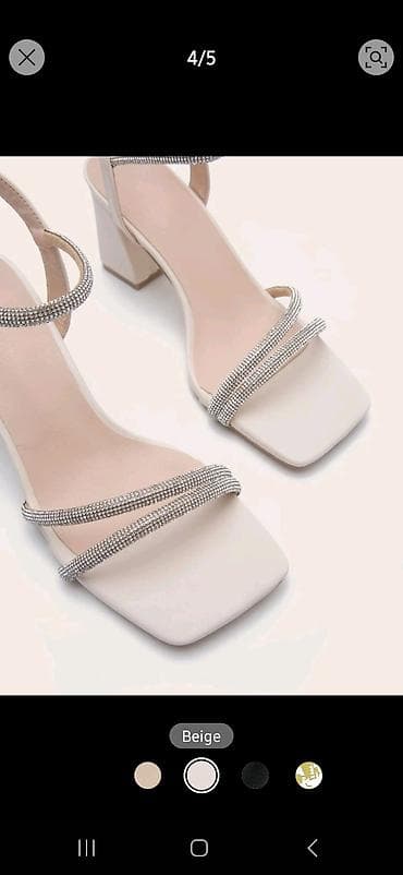 шлепки 35: Идеальные босоножки на устойчивом каблуке Цвет: молочный айвори — 2