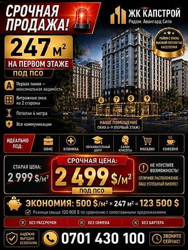 Коммерциялык мүлк: Продаю Коммерческое помещение 245 м² на первом этаже - Газ подведен - — 5