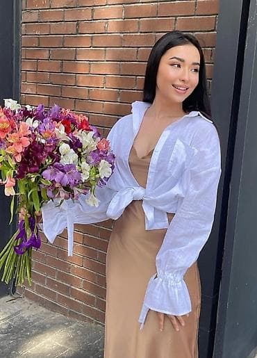 укороченная рубашка: Летняя женская рубашка из легкой полупрозрачной ткани - Цвет: белый - — 2