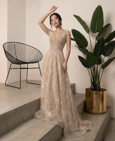 Спецодежда: Вечернее платье, А-силуэт, Длинная модель, Без рукавов, С пайетками, XS — 1