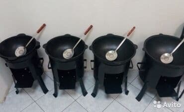 столы для посуды: Сдаём в аренду казаны и очок. Казан объемом 15л в комплект входит — 2