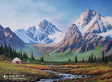 камандирские часы: Картина маслом «Горная долина с рекой» - Авторская живопись на — 6