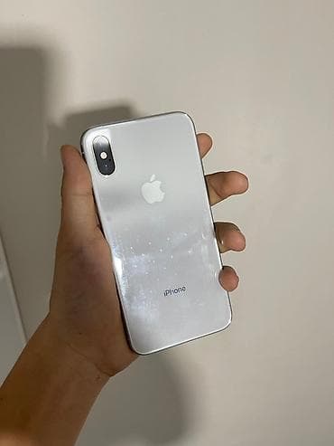IPhone X, Б/у, 64 ГБ, Белый, Зарядное устройство, Кабель, 100 %