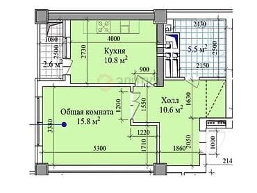 1 комната, 43 м², Технопарк Элитка, 12 этаж, ПСО (под самоотделку) — 8