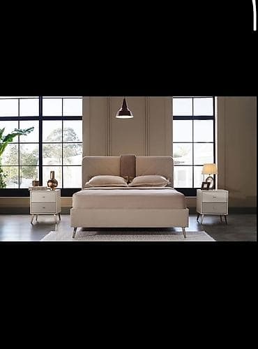 Эмерек гарнитурлары: Уктоочу бөлмө гарнитуру, Жаңы, Эки кишилик керебет, Шкаф, Турция, Металл, Өзү алып кетүү, түсү - Саргыч боз — 3