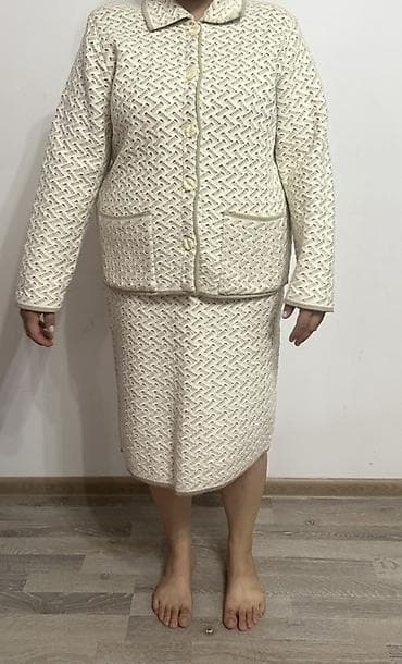 Костюм с юбкой, Модель юбки: Прямая, Миди, Пиджак, 2XL