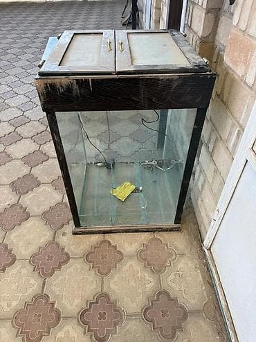 Аквариум с крышкой и оборудованием - Прямоугольный стеклянный