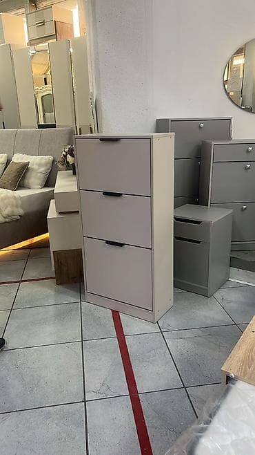 Стол жана отургуч комплекттери: Тумба жана бут кийим койгуч, Башка материал, түсү - Боз — 1