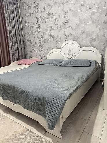 Шкафы: Спальный гарнитур, Двуспальная кровать, МДФ, цвет - Белый — 3