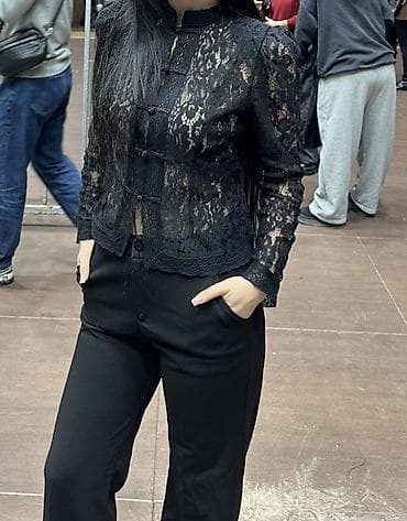 Плащи: Блузка, Вечерняя, Гипюр, В цветочек, Укороченная модель — 4