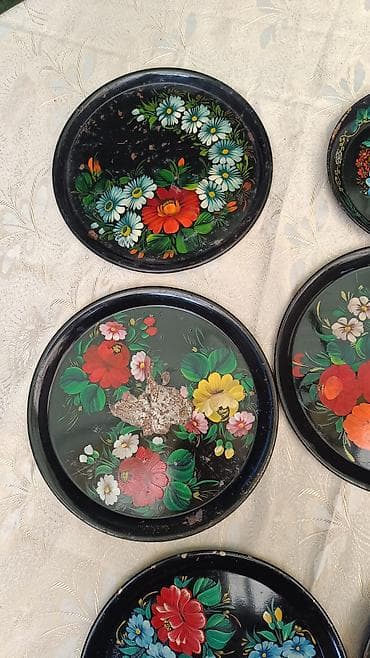 ваза стеклянная: Старинные подносы Жостовская ручная роспись отличный декор в хорошем — 3