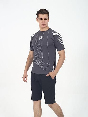 fred perry: Мужская спортивная футболка с коротким рукавом. - Цвет: темно‑серый с — 2