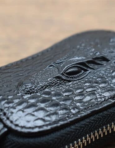 барсетка мужская кожаная ручной работы: Ключница, цвет - Черный, Новый, Унисекс — 3