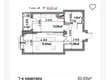 art square: 1 комната, 53 м², Элитка, 13 этаж, Готовая ПСО (под самоотделку) — 4