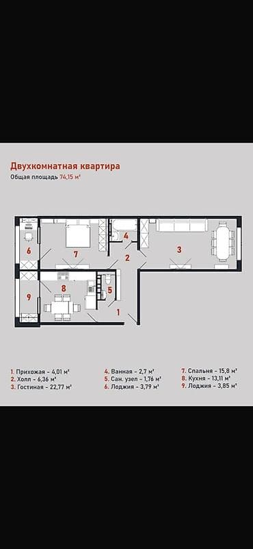 Продажа квартир: 2 комнаты, 74 м², Элитка, 8 этаж, Дизайнерский ремонт — 4
