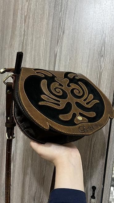 Аксессуарлар: Сумка Dastan Made in Kyrgyzstan из натуральной кожи с этническим — 4
