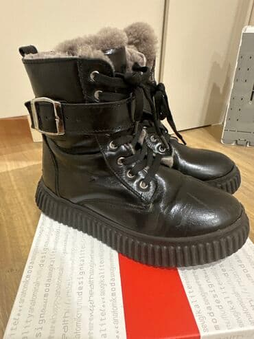 сапоги военные: Сапоги зимние, девочковые, полностью кожаные, внутри теплый мех — 1