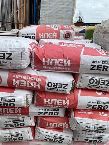 Плиточный клей: Клей базовый строительный, в мешках по 25 кг, морозостойкий. Подходит — 1