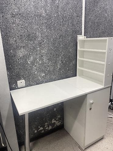 study table: Офисный стол, Нерегулируемый, цвет - Белый, Прямоугольный, ЛДСП — 1