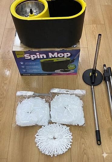 Набор для уборки Spin Mop с ведром и центрифугой. Комплектация: - at lalafo.kg Набор для уборки Spin Mop с ведром и центрифугой. Комплектация: -