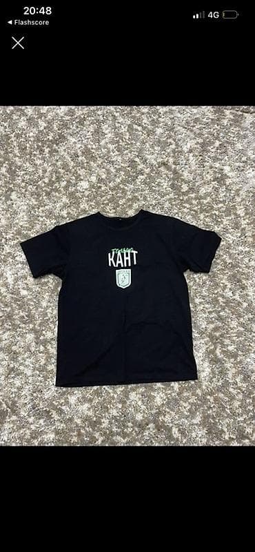 nike teech: Футболка черная с принтом «Только КАНТ» на груди с эмблемой в зеленых — 1