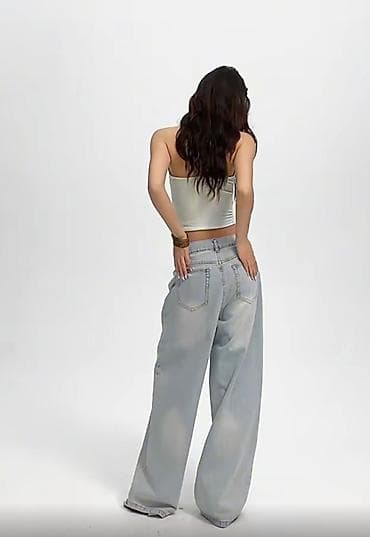 очки для компьютера мужские: Широкие женские джинсы с асимметричной накидной деталью спереди. - — 1