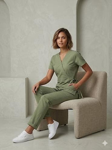 кожа брюки: Женский медицинский комплект (топ + брюки), цвет — 1