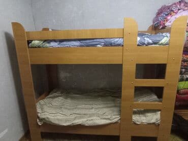 детский двухэтажный кровать: Двухъярусная кровать из ЛДСП с лестницей - Материал: ламинированная — 1