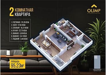 prime park: 3 комнаты, 94 м², Элитка, 6 этаж, Готовая ПСО (под самоотделку) — 2