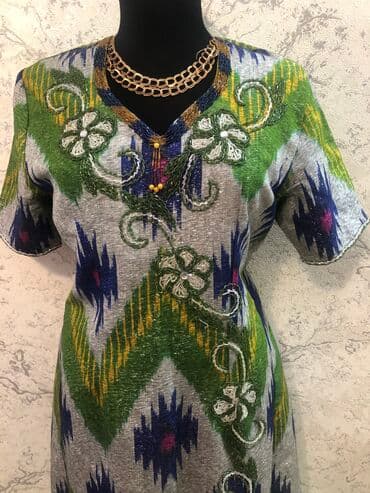 узбекские платья со штанами: Күнүмдүк көйнөк, Жай, Орто модель, Өзбекчө, S — 2