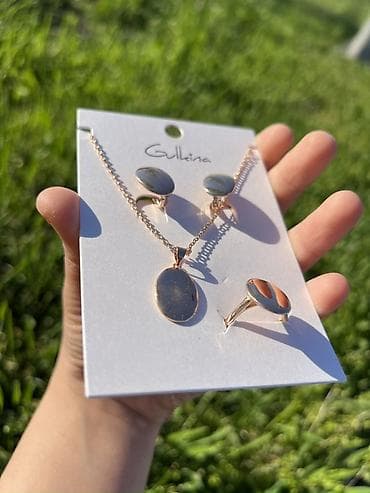 национальные платье: Набор украшений Gulkina — колье, серьги и кольцо с овальными — 3