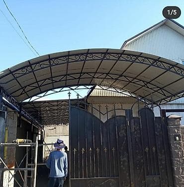 летний зонт: Навес, Арочный, Металл, Профнастил, Установка — 1