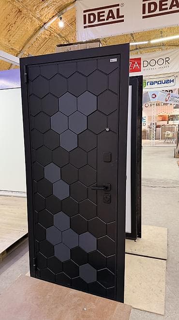 Пластик эшиктер: Үйлөр жана батирлер үчүн эшик, Металлдан, Термикалык сыныктары бар, түсү - Кара — 4